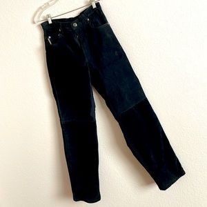 Black suede jeans waist high lined excellent condition sz8/30 washable
